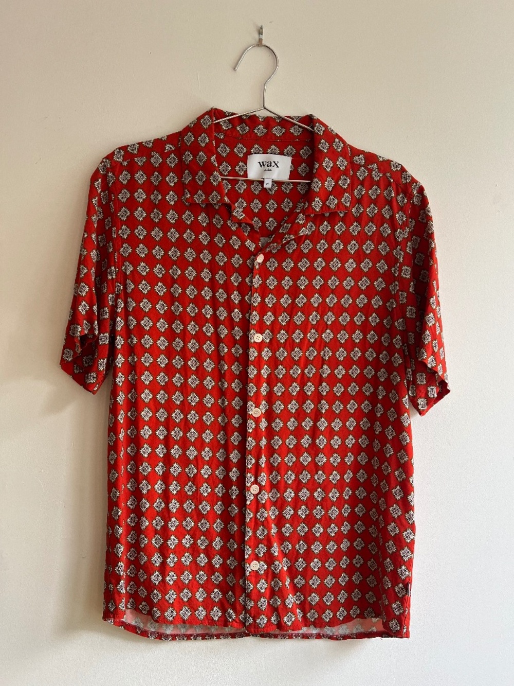 Wax London Summer Dicot Red Casual Button Down Men's Medium